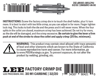 thumbnail image 2 of Lee Precision 50 BMG Crimp Die – Model 90953 – For Reloading Rifle Ammo 2 of 6