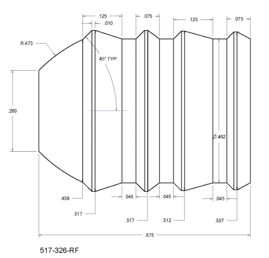 Picture of Custom Over-run 6 CAV 517-326-RF Bullet Mold