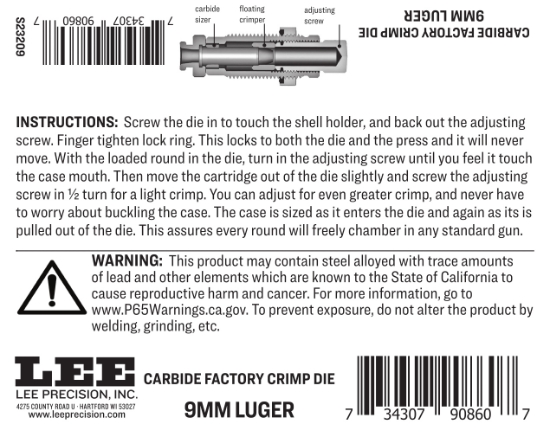 Picture of CARB F/C DI INST 9MM